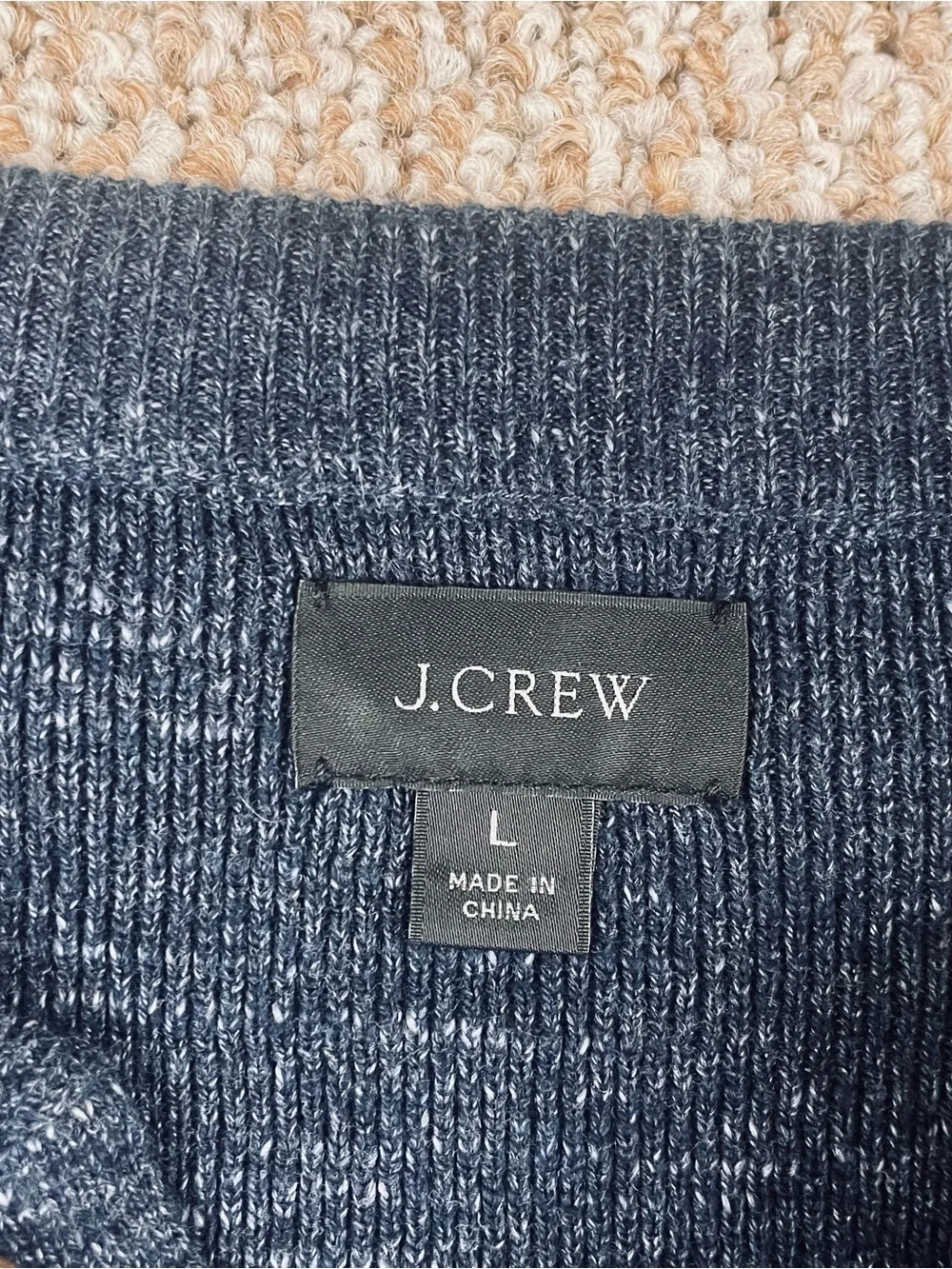 J Crew Sweater Henley Shirt Mens Large Rugged Cotton Heathered Blue 246